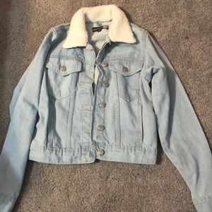 BooHoo Sherpa Collar Jean Jacket